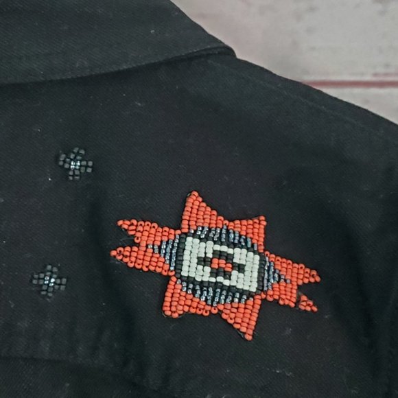 Ralph Lauren Western Beaded Denim Jacket Lauren Jeans Co Tribal Aztec Medium - Picture 9 of 9